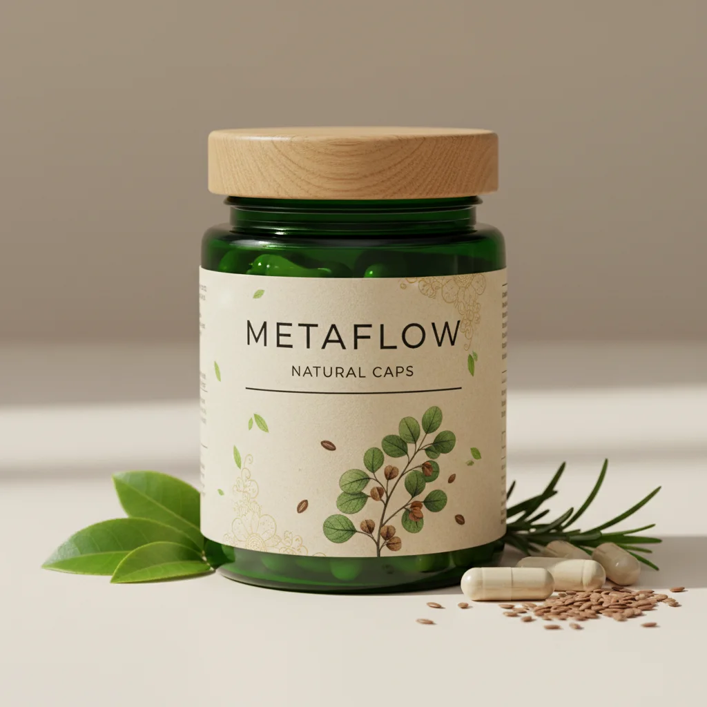 MetaFlow Natural Caps donkergroene glazen pot met zilveren deksel, 90 capsules